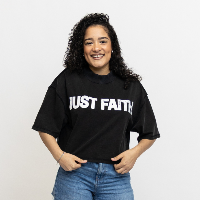 JUST FAITH Oversized Cropped Tee