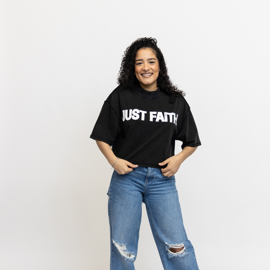 JUST FAITH OVERSIZED CROPPED TEE