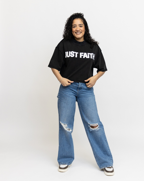 JUST FAITH OVERSIZED CROPPED TEE